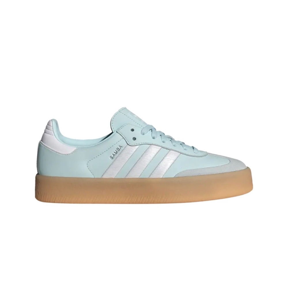 Adidas Gray, White, & baby blue Sneakers with Tan Sole
